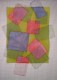 "Mondrian Gone Wild" - Handwoven polyester/cotton with dévoré