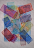 "Translucent Geometry" - Dévoré on commercial polyester/cotton fabric; silk organza